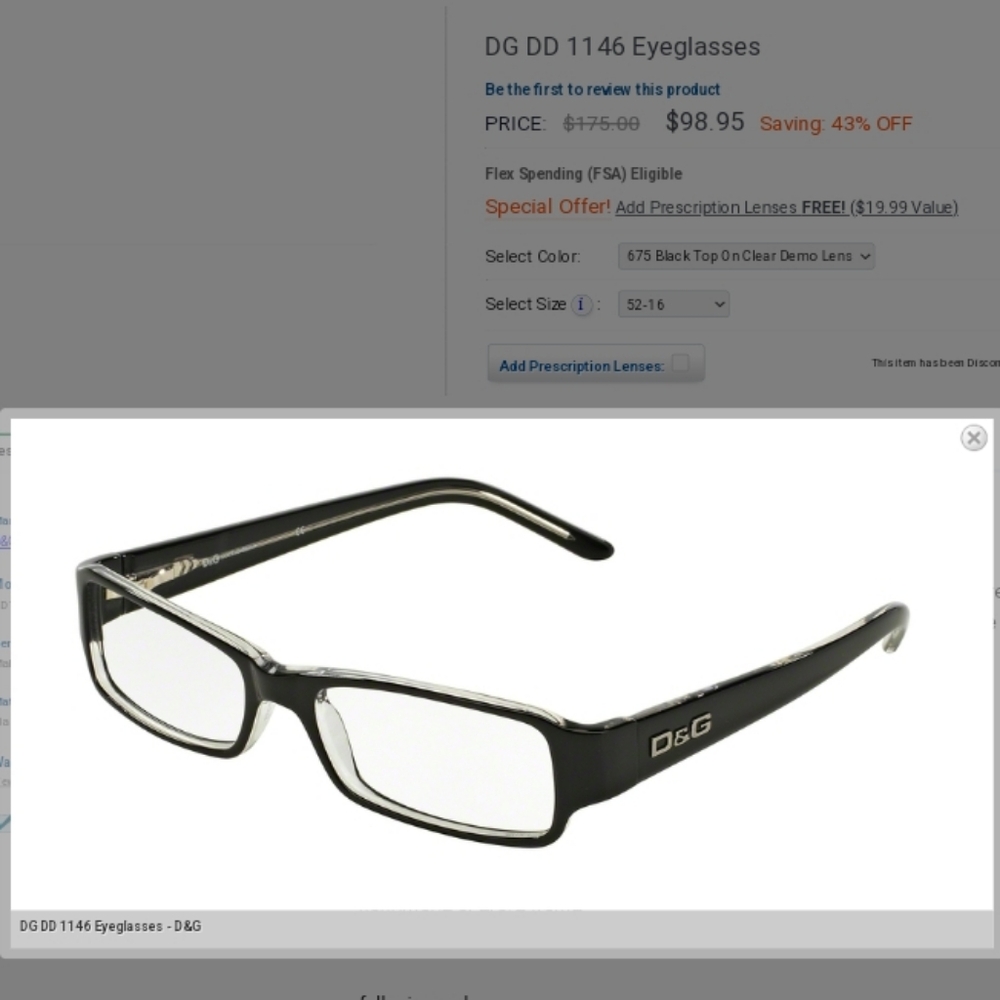 Dolce & Gabbana mens black acetate rectangular eyeglasses DG 1146 675 52-16 130